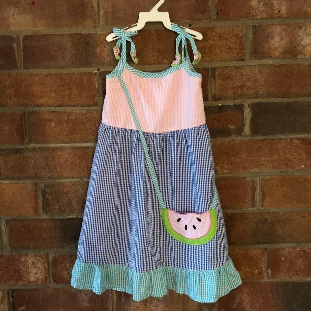 Blueberi Boulevard Girl’s 6X Gingham Watermelon Sundress